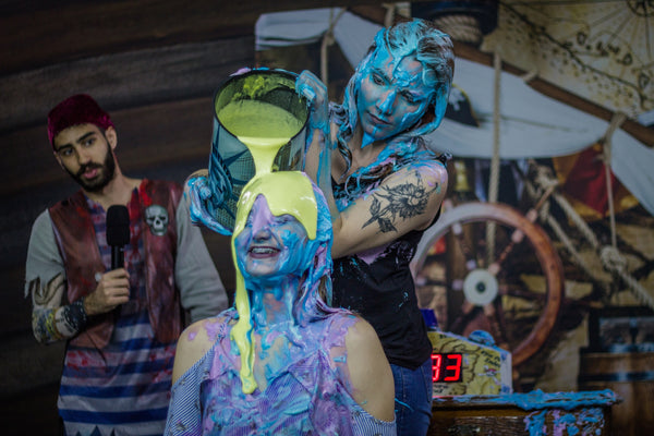 girls getting slimed, gunged and pies in the face