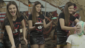 Zoe prepares to humiliate guy with double pie (Program 12 - Shorts)