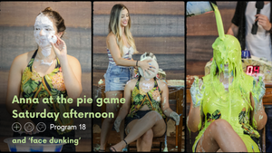 girl at the pie in the face, slimed and face dunking