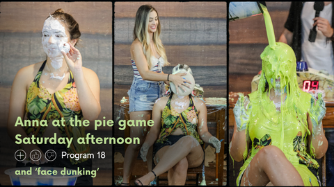 girl at the pie in the face, slimed and face dunking