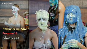 Photo Set | Maria (program 17) and Mia (13 and 16) face off in an epic game show with pie in face, a face-dunking challenge, and slimed | Pie Challenge Program 18 [ZIP File, 155 Photos]