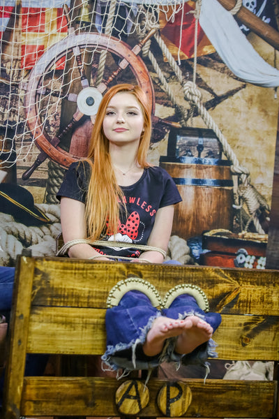 Redhead in trouble in the Pirate deck - tickling challenge Gabi - Program 09