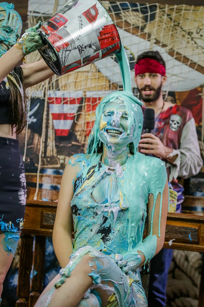 girls getting slimed, gunged and pies in the face