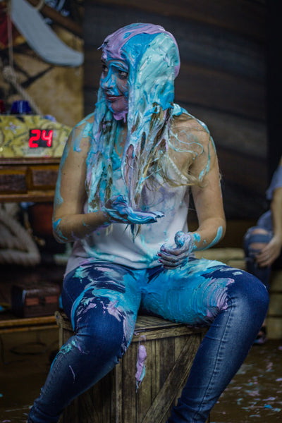 Pie in the face girls and slimed challenge x2 (Full Program 06 - two vídeos)