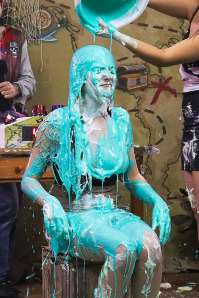 Pie Challenge Program 13 - biologist with bad luck [girls getting pied and double slimed! Mia vs Anna]