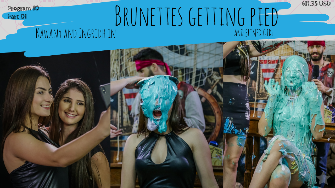 brunettes getting pied and slimed girl