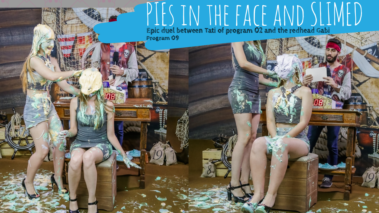 pie in the face girls and slimed girls